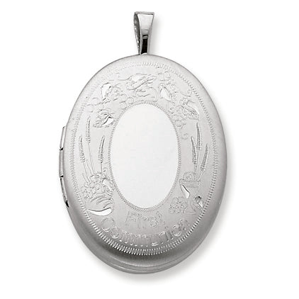 Sterling Silver 20mm D-C First Communion Oval Locket