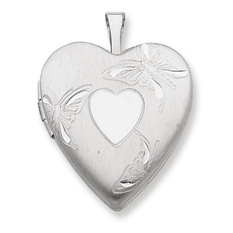 Sterling Silver 20mm D-C Butterflies Heart Locket