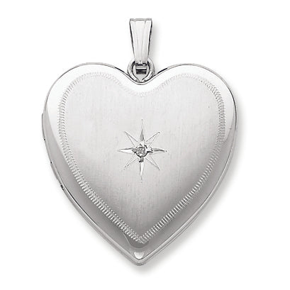 Sterling Silver & Diamond 24mm D-C Heart Locket