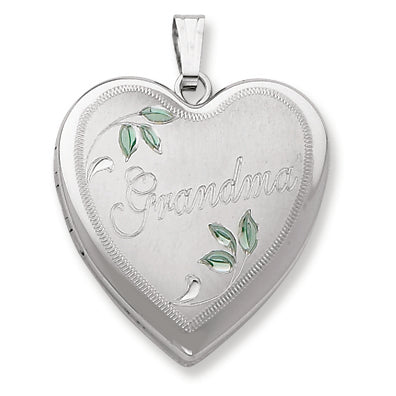 Sterling Silver 24mm Grandma Family Heart Locket