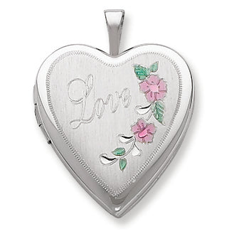 Sterling Silver 20mm D-C & Enameled Love Heart Locket