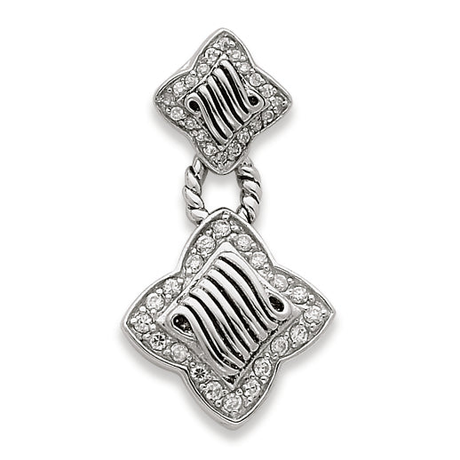Sterling Silver Antiqued CZ Pendant