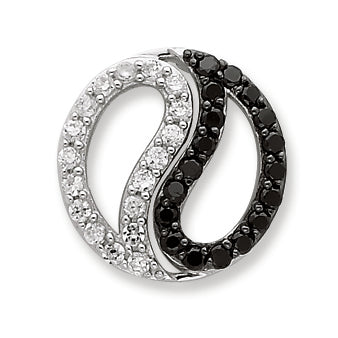 Sterling Silver Black and White CZ Circle Slide Pendant