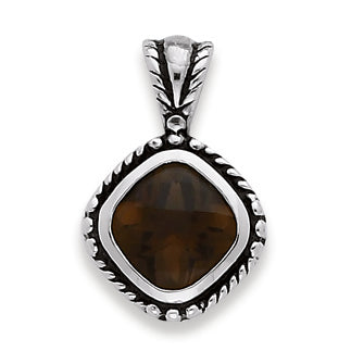 Sterling Silver Antiuqed Smokey Topaz Pendant