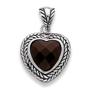 Sterling Silver Antiuqed Smokey Topaz Pendant
