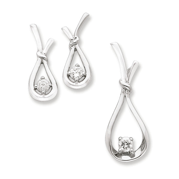Sterling Silver CZ Slide & Earring Set
