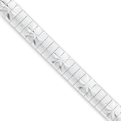 Sterling Silver D-C Polished & Textured Fancy Cubetto Bracelet