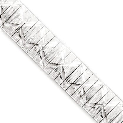Sterling Silver D-C Polished & Textured Fancy Cubetto Bracelet