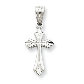 14K White Gold Budded Cross Charm