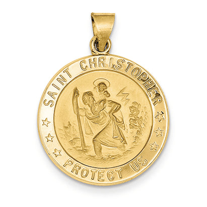 14K Gold Saint Christopher Medal Pendant