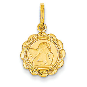 14K Gold Satin & Polished Angel Charm