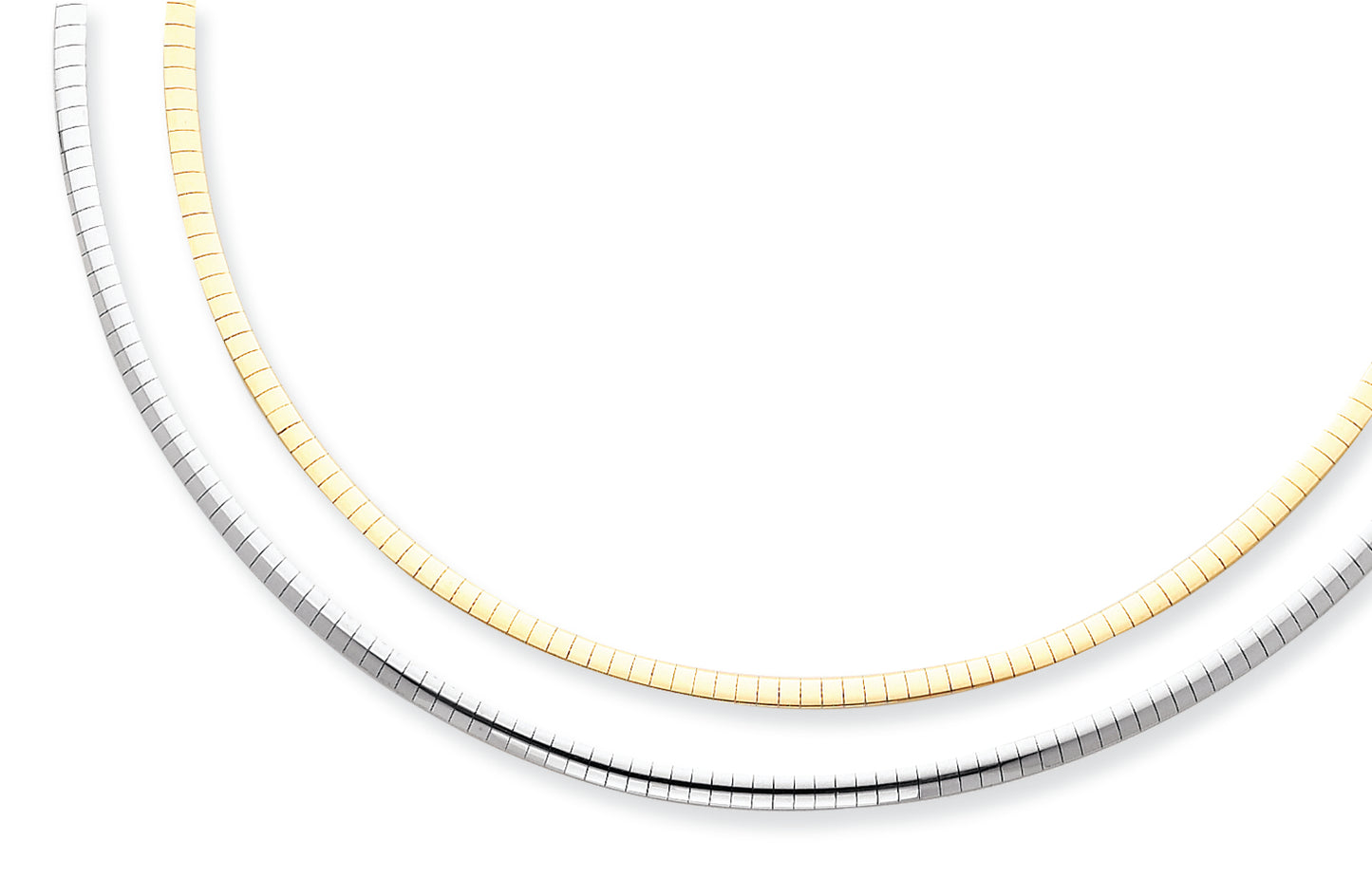 14K Gold Two-tone Reversible 3mm Omega Necklace 16 Inches