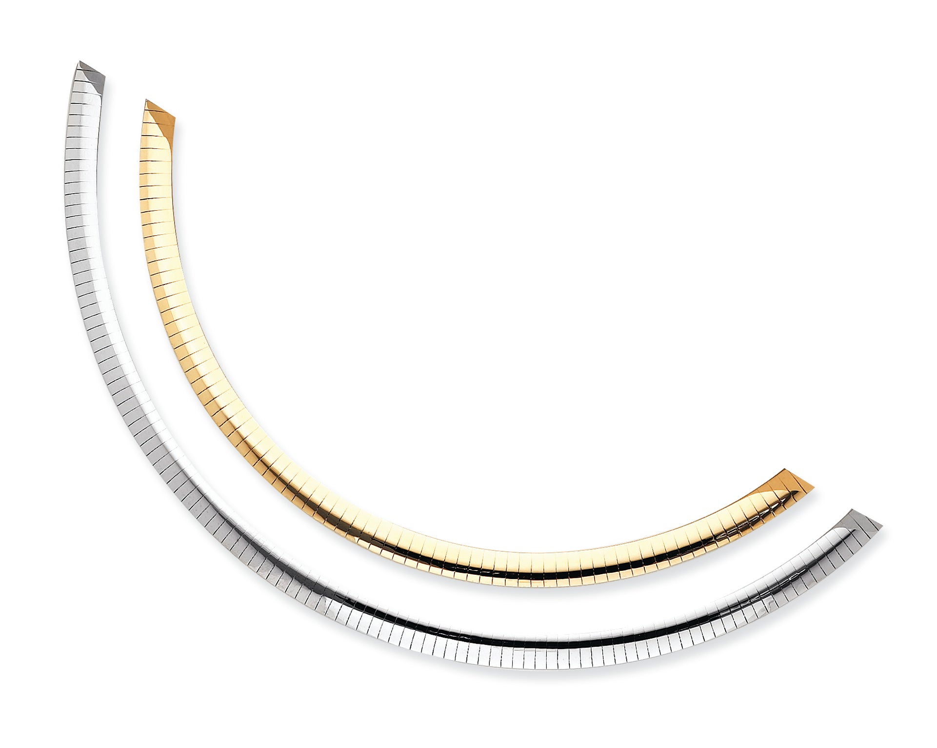 14K Gold Two-tone Reversible 6mm Omega Necklace 16 Inches
