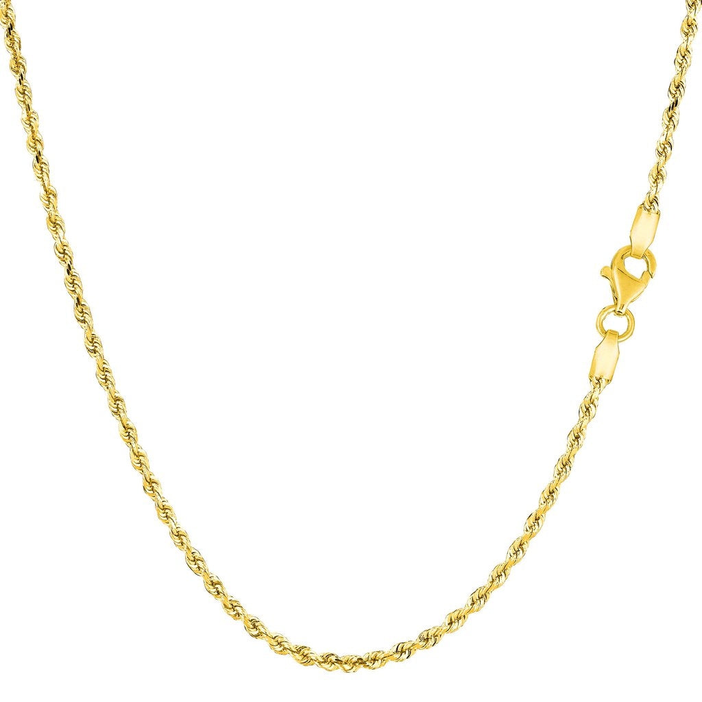 14k Yellow Gold Solid Diamond Cut Rope Bracelet 1.5mm main image 1