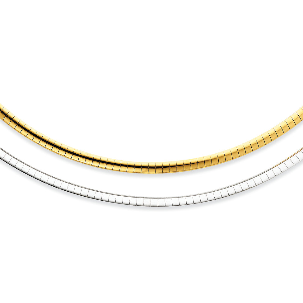 Sterling Silver & 14K Gold Gold-plated 3mm Reversible Adjustable Omega 18 Inches
