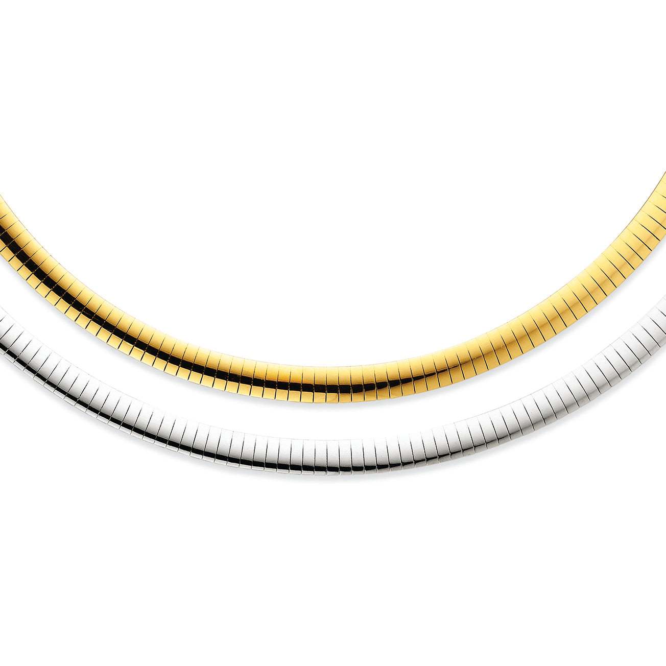Sterling Silver & 14K Gold Gold-plated 6mm Reversible Adjustable Omega 16 Inches