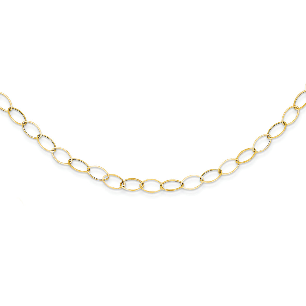 14K Gold Oval Link Necklace 18 Inches