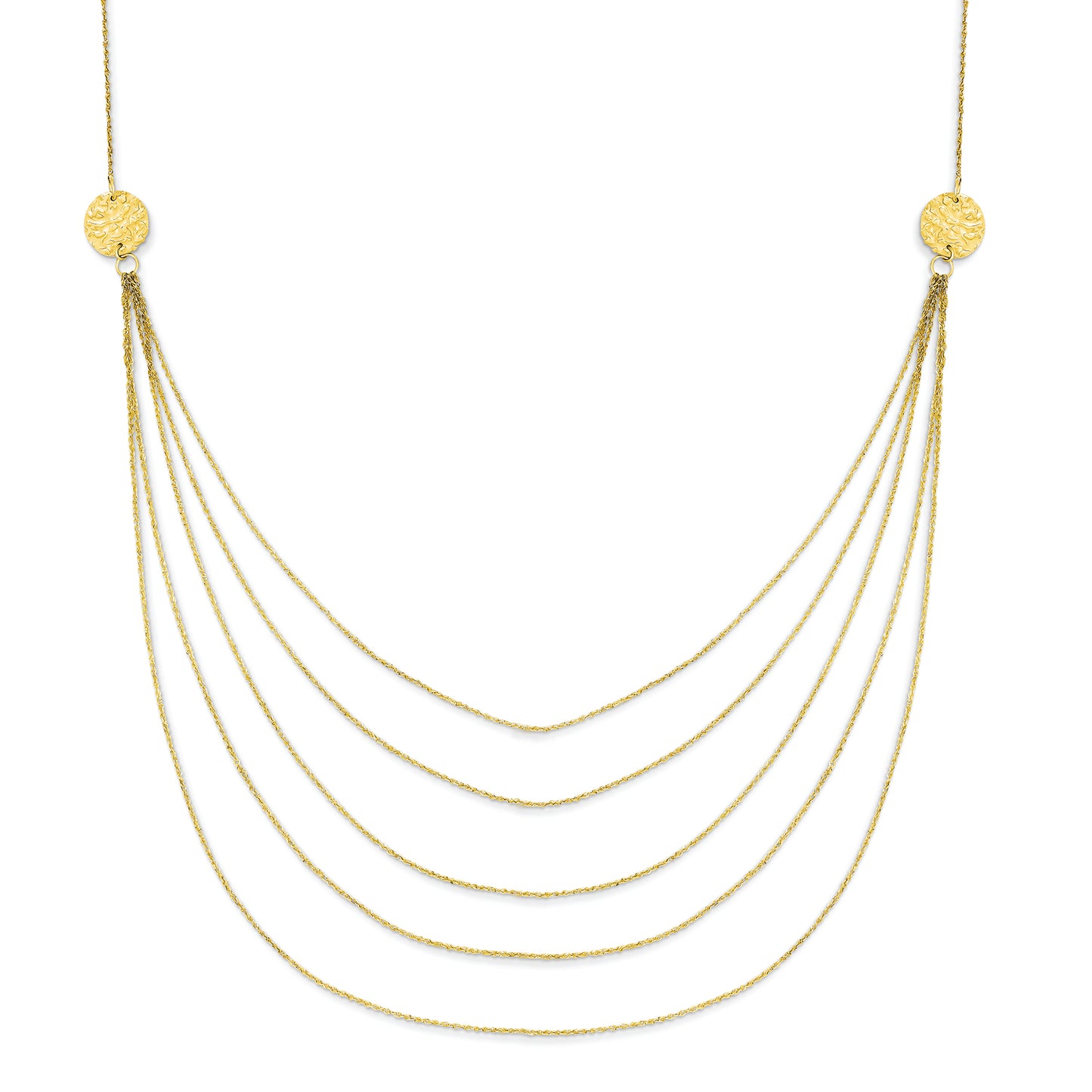 14K Gold Five Strand Necklace 18 Inches