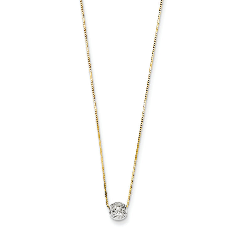 14K Gold Two-tone Bead Necklace 18 Inches