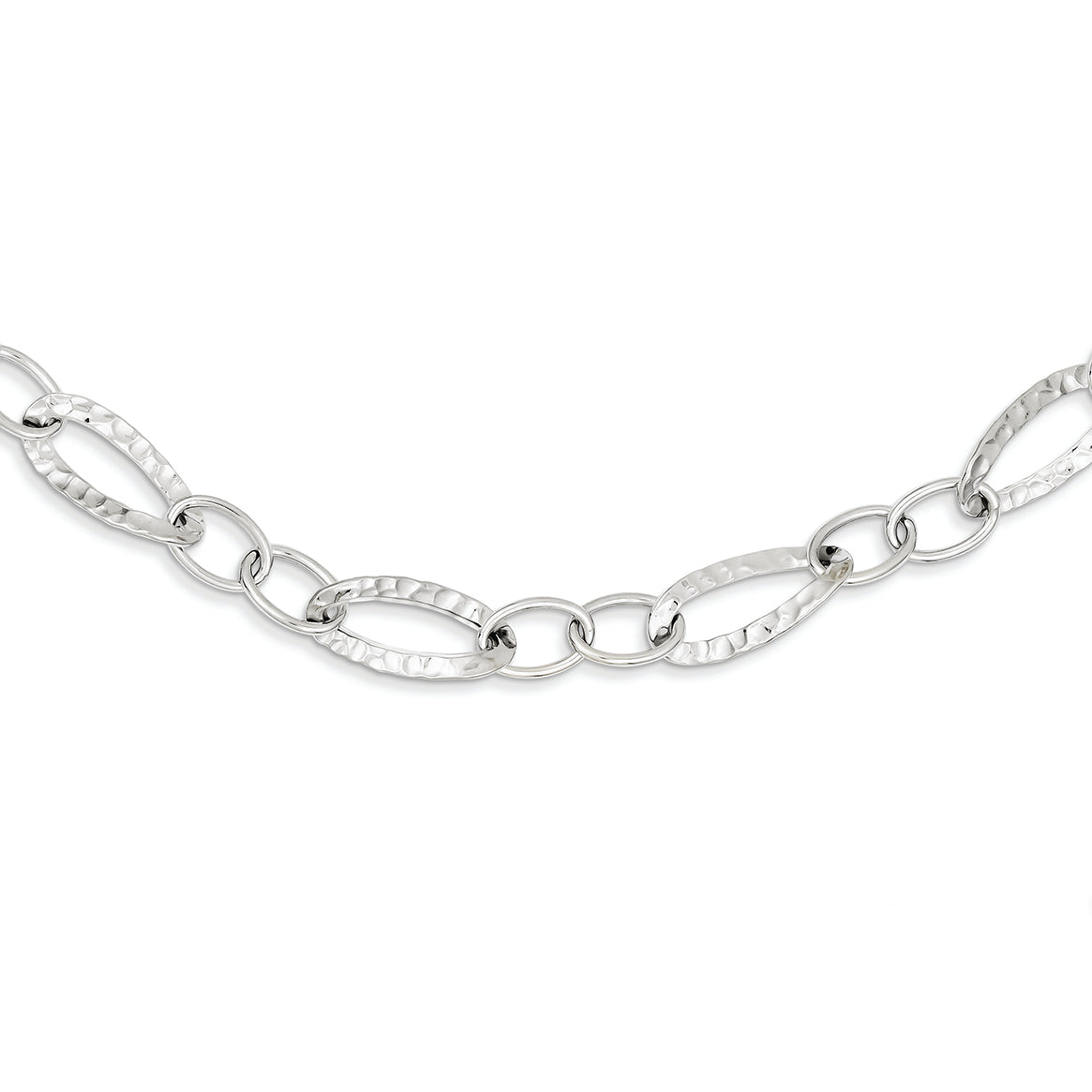 14K White Gold Polished Fancy Link Chain 18 Inches