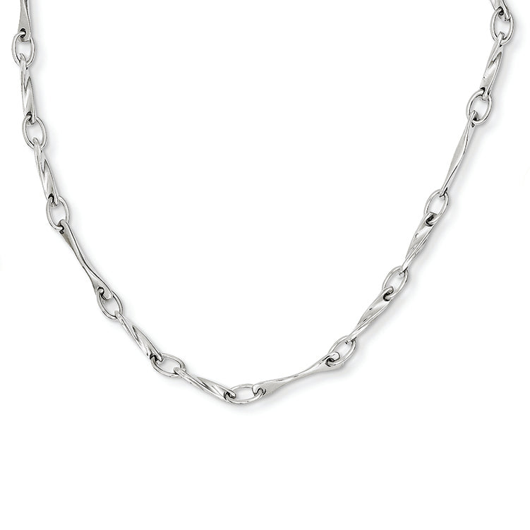 14K White Gold Polished Fancy Link Chain 17 Inches