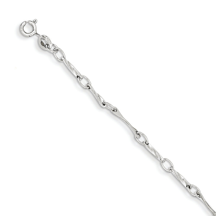 14K White Gold Polished Fancy Link Bracelet 7.5 Inches