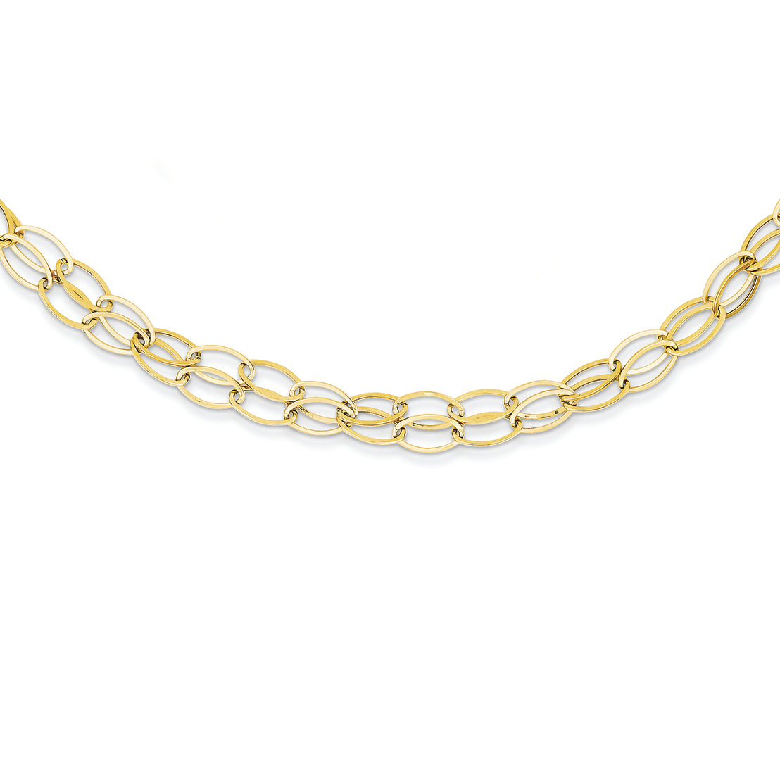 14K Gold Double Strand Oval Links w/ 2in Ext Necklace 18 Inches