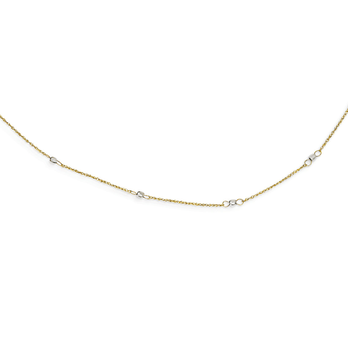 14K Gold Two-tone Ropa Mirror Bead W/2in Ext Necklace 16 Inches