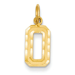14K Goldy Casted Small Diamond Cut Number 0 Charm