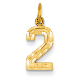 14K Goldy Casted Small Diamond Cut Number 2 Charm
