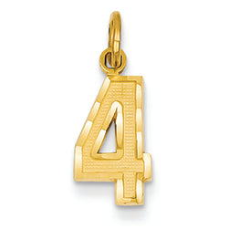 14K Goldy Casted Small Diamond Cut Number 4 Charm