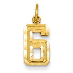 14K Goldy Casted Small Diamond Cut Number 6 Charm