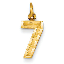 14K Goldy Casted Small Diamond Cut Number 7 Charm