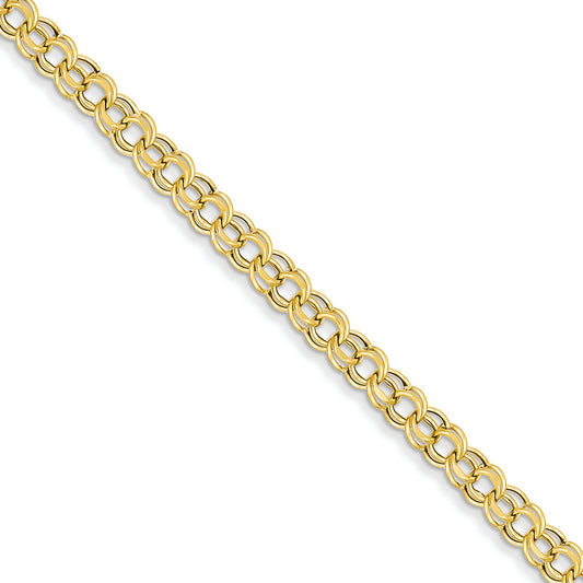 14K Gold Lite 5mm Double Link Charm Bracelet 8.25 Inches