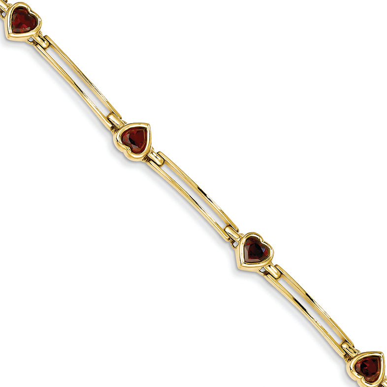 3.8 Carat 14K Gold Garnet Bracelet 7 Inches