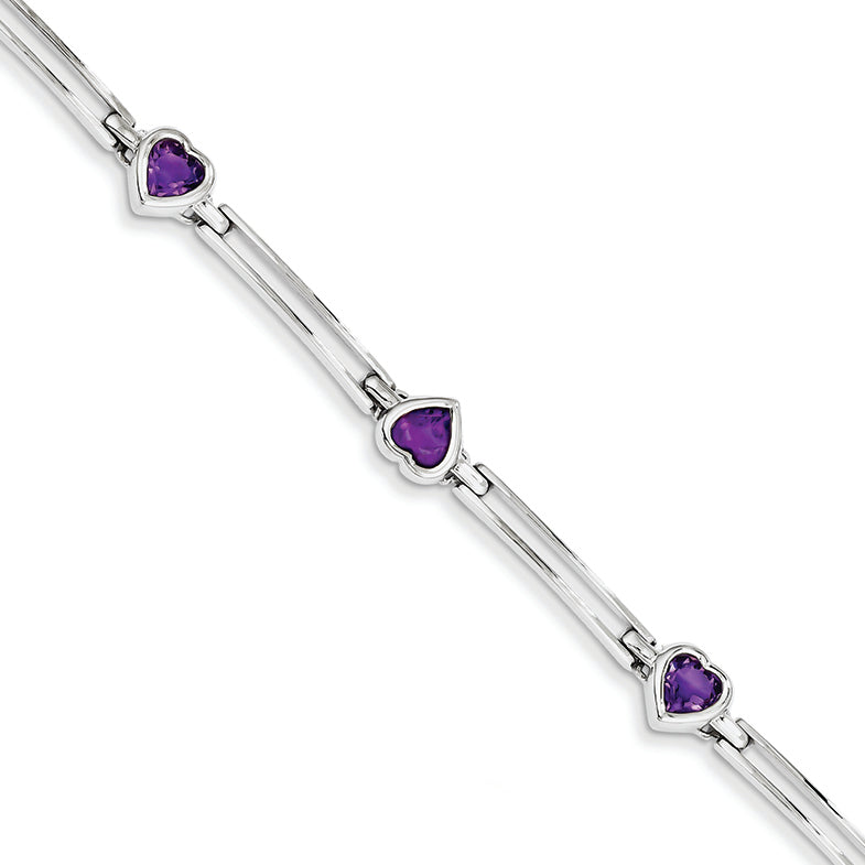 3 Carat 14K White Gold 2.9ct. Amethyst Bracelet 7.25 Inches