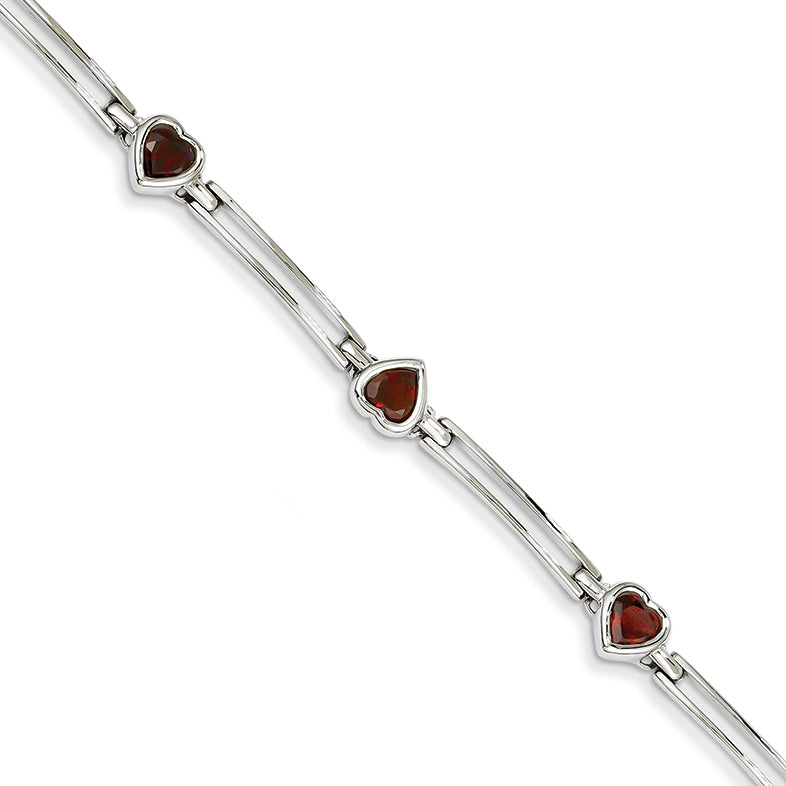 3 Carat 14K White Gold 2.9ct. Garnet Bracelet 7.25 Inches