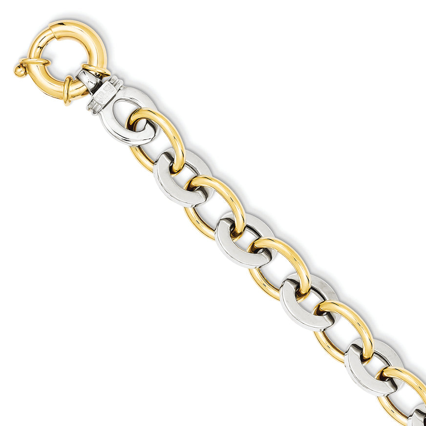 14K Gold Two-Tone Fancy Bracelet 8 Inches