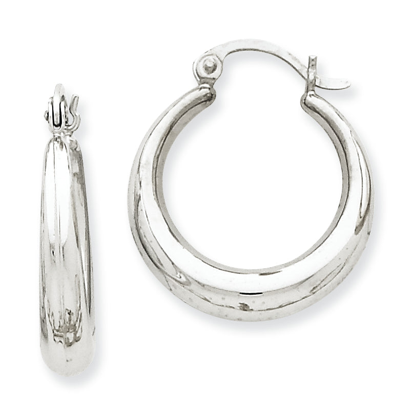 14K White Gold Polished Hoop Earrings