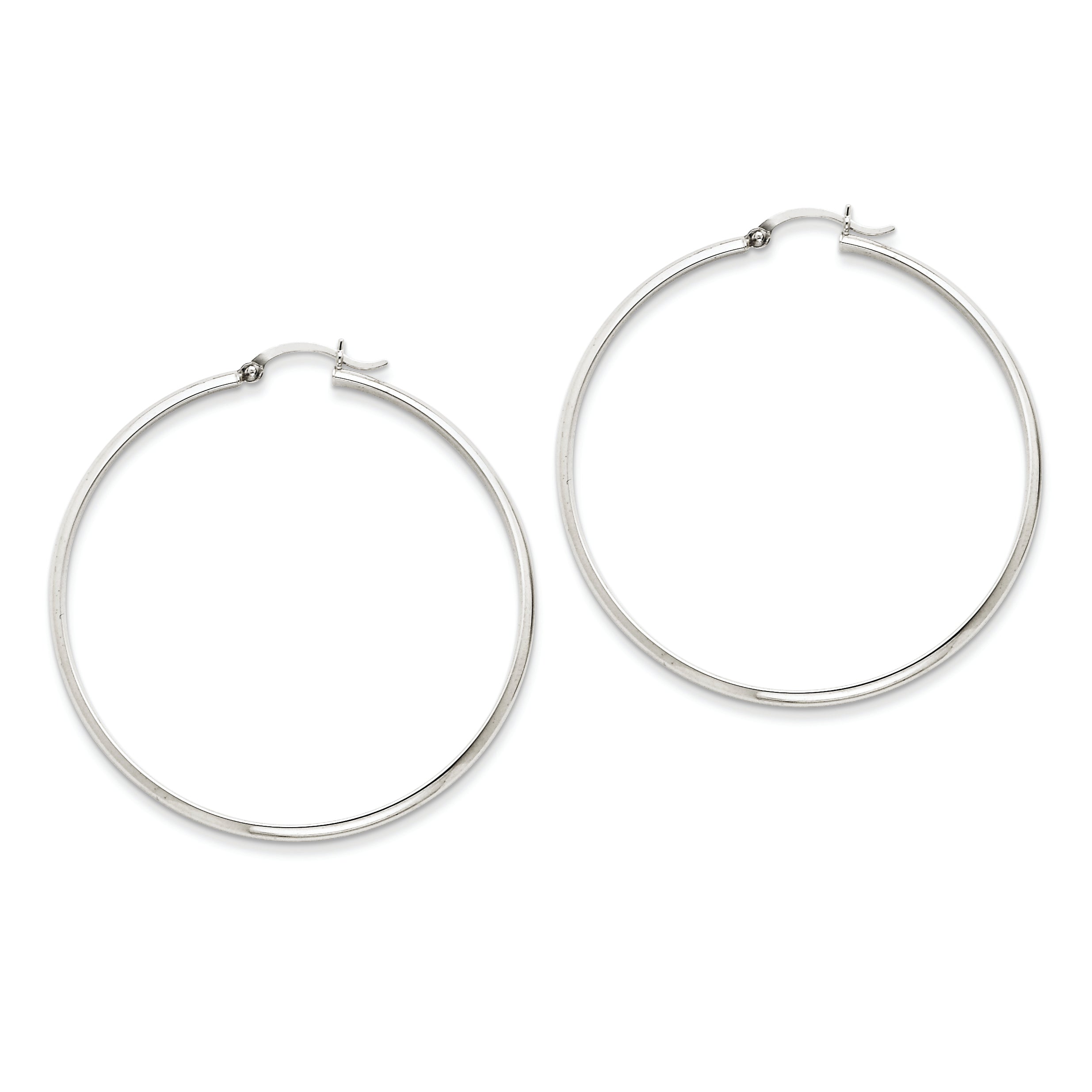 14K White Gold Polished Hoop Earring