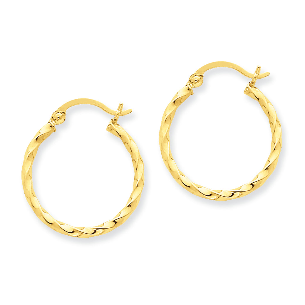 14K Gold Twist Polished Hoop Earring