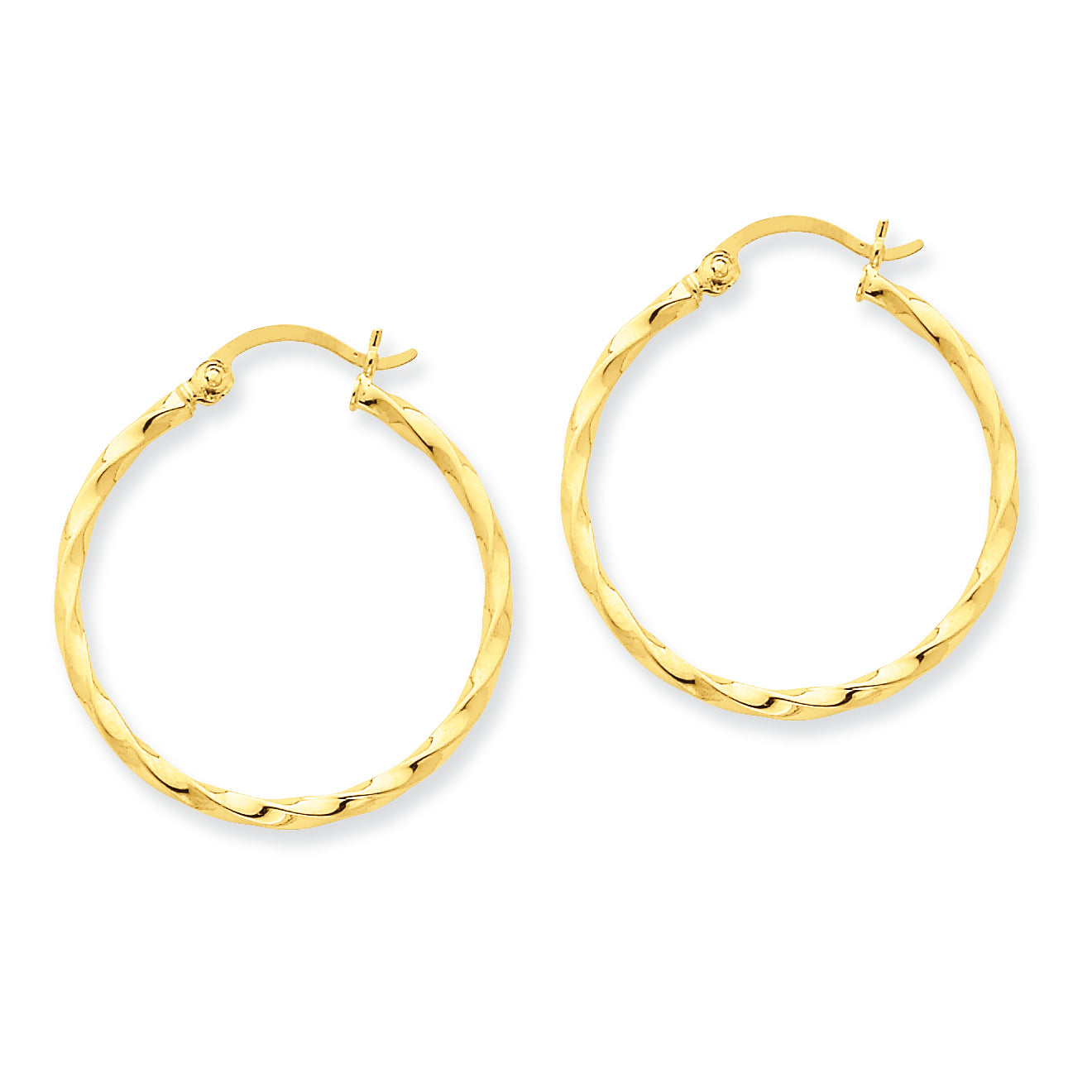 14K Gold Twist Polished Hoop Earring
