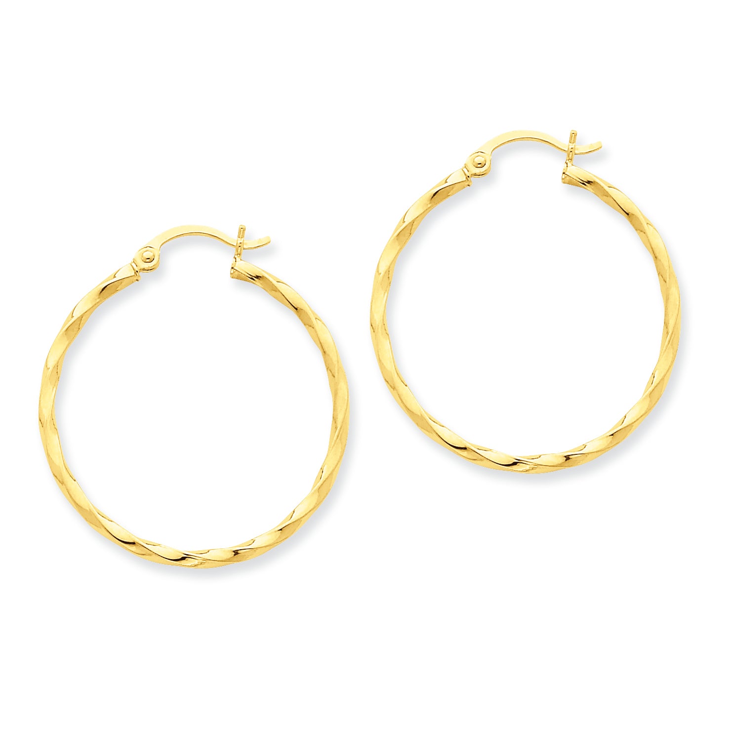 14K Gold Twist Polished Hoop Earring