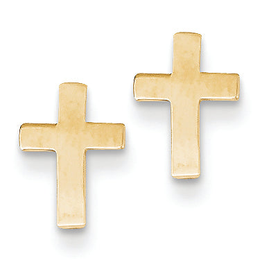 14K Gold Polished Cross Earrings