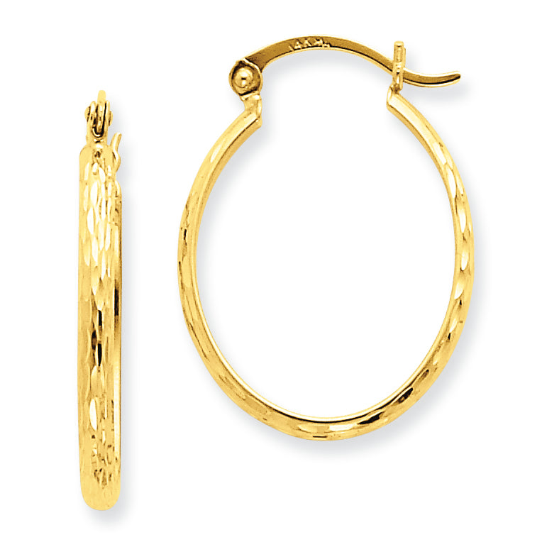 14K Gold Lightweight D/C Oval Hoop Earrings