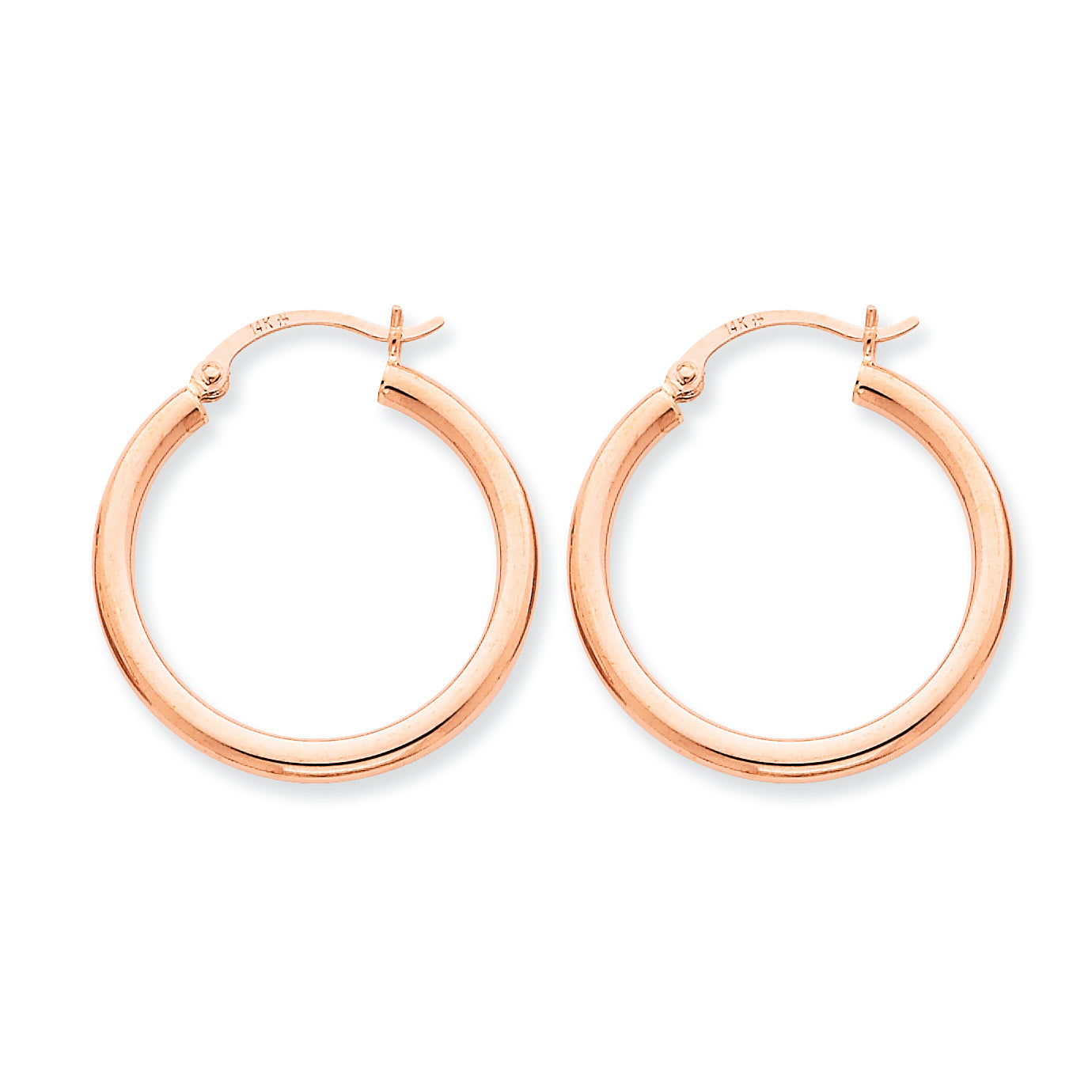 14K Gold Rose Gold 2.5mm Polished Hoop Earrings
