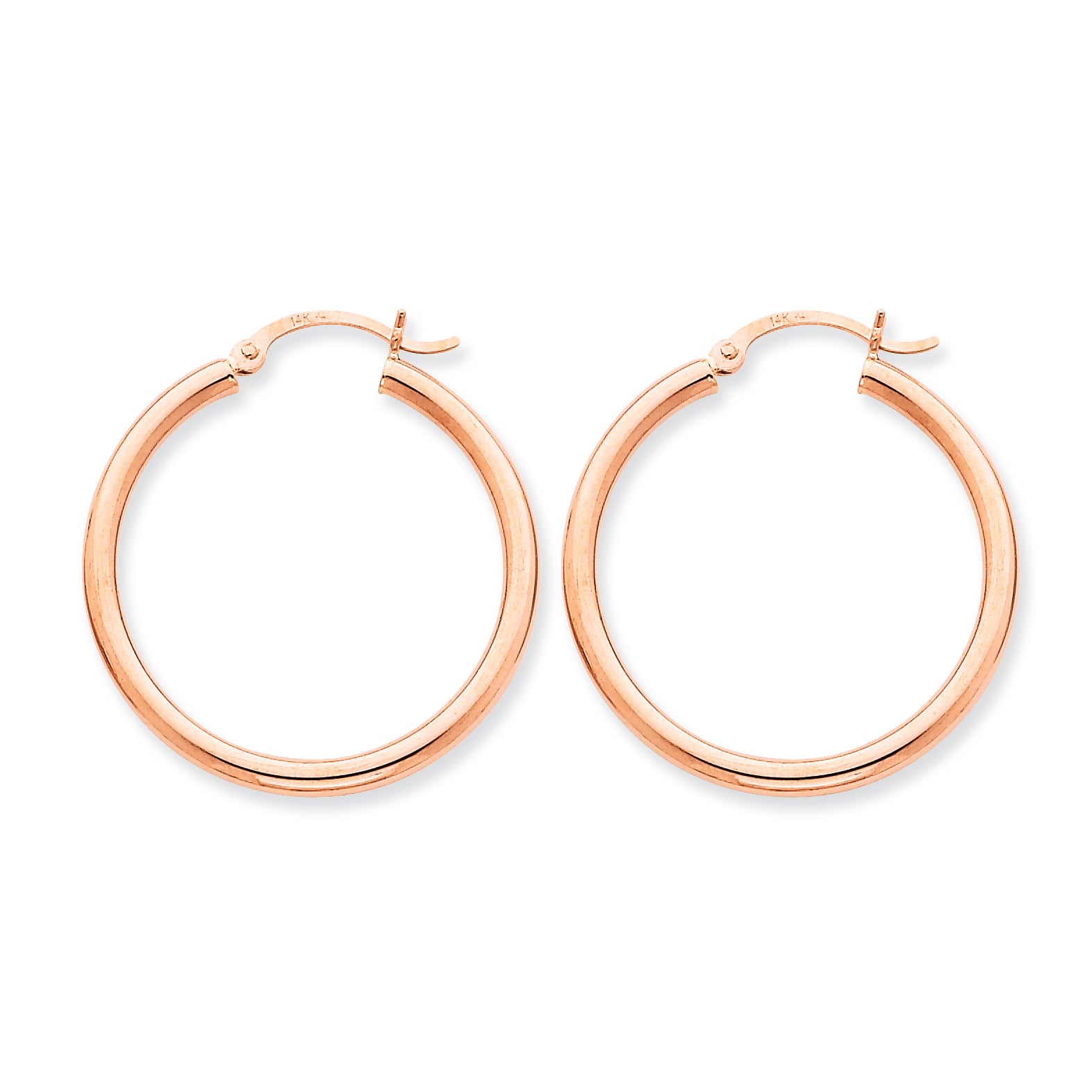 14K Gold Rose Gold 2.5mm Polished Hoop Earrings