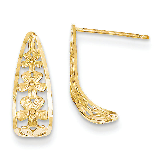 14K Gold Diamond-cut Tiered Post Earrings