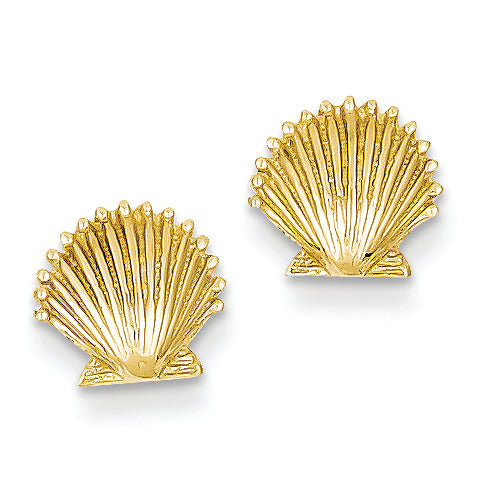 14K Gold Scallop Shell Post Earrings