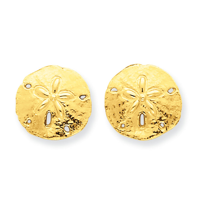 14K Gold Sand Dollar Post Earrings